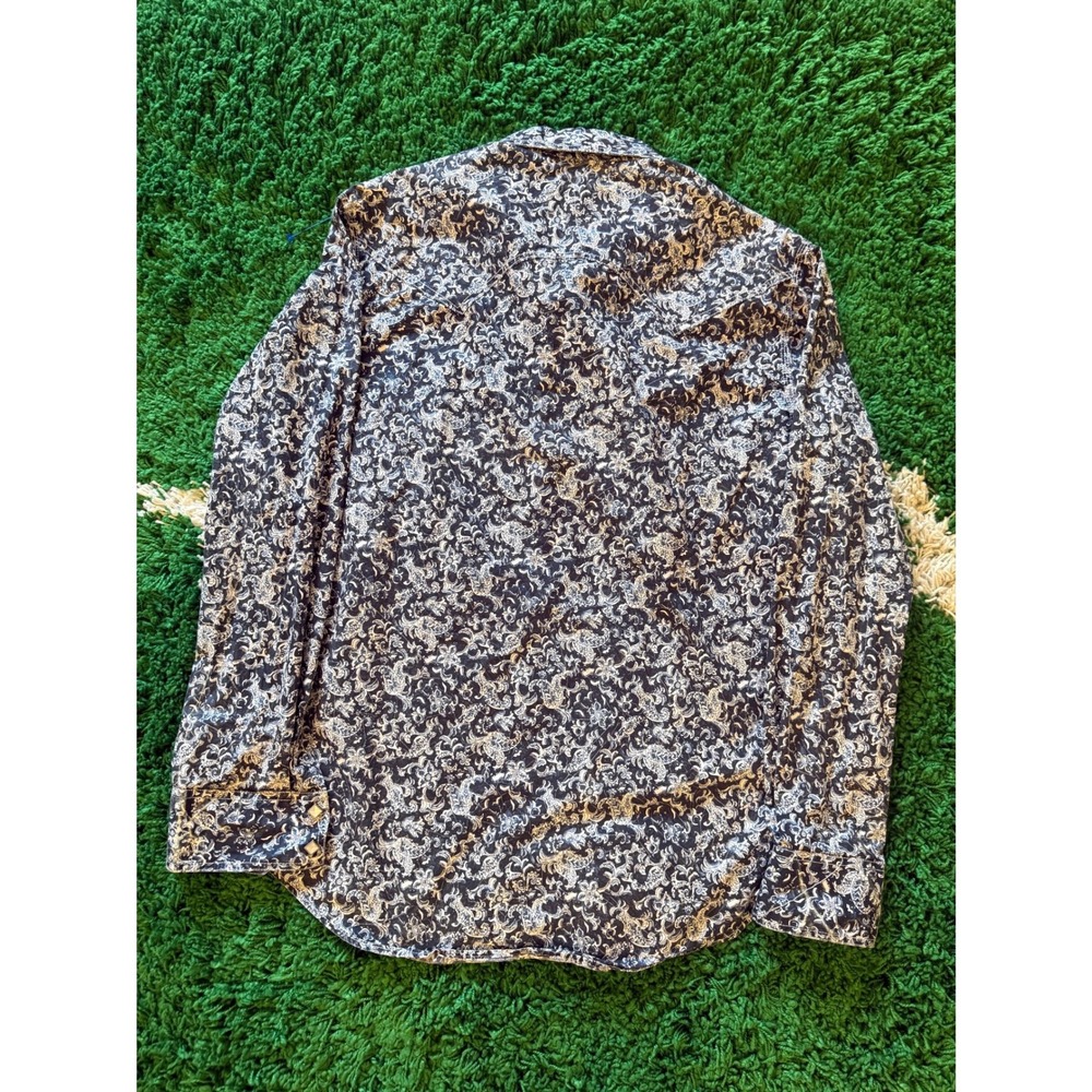 Rock and Roll Cowboy Mens Long Sleeve Western Pearl Snap Shirt Blue Paisley L - Picture 8 of 8